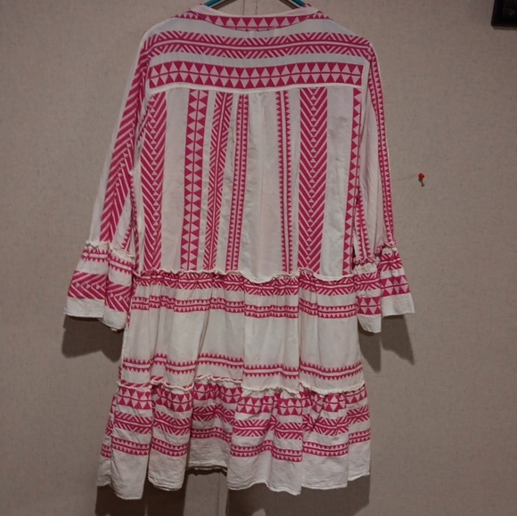 Sofia Made In Italy Handmade Mini Dress In Color White And Pink - Picture 4 of 5